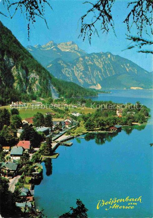 Attersee Panorama Weissenbach Blick gegen Schafberg