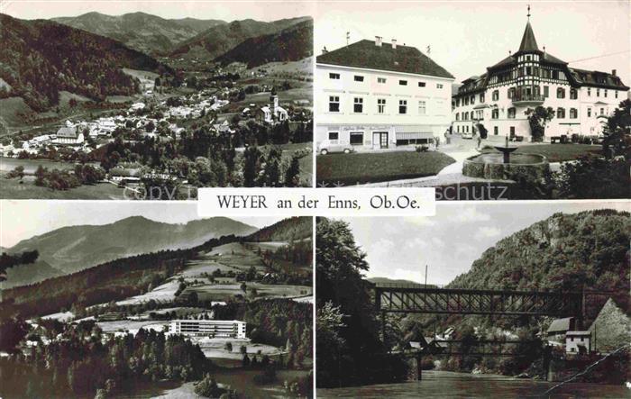 Weyer Enns Oberoesterreich AT Enns Ortsansicht Gasthaus Eisenbahnbruecke Tal Meh