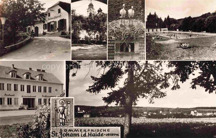Sankt Johann Haide Steiermark AT Gasthaus-Pohoretz Kirchturm Stoerche Schwimmbad