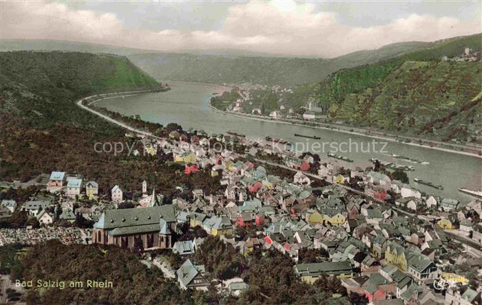 Bad Salzig Boppard Rheinland-Pfalz Rhein Rheintal Panorama Stadtansicht Kirche S