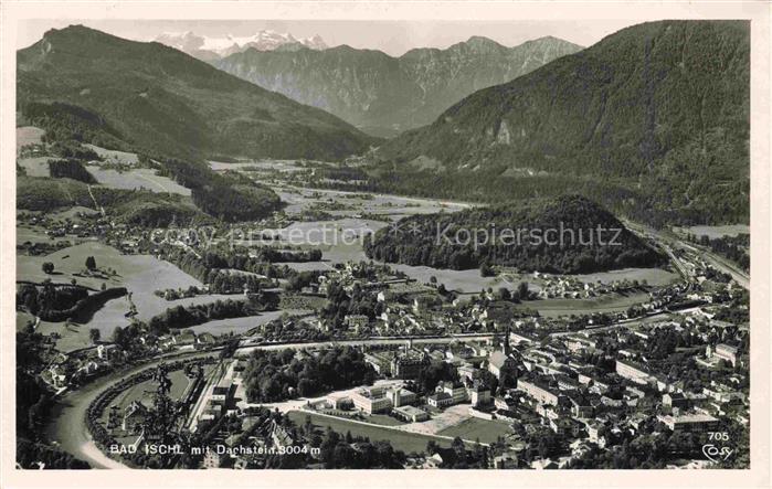Bad Ischl Salzkammergut AT Dachstein Traun Luftbild Talblick Berge Fluss Ortsker