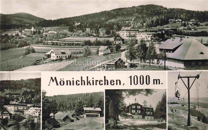 Moenichkirchen am Wechsel Niederoesterreich AT Ortsansicht Berge Wald Skilift Me
