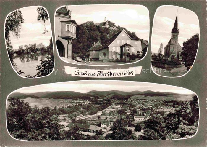 Herzberg  Harz Osterode Niedersachsen Teich Schlossberg Kirche Panorama Harz Gru