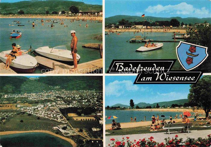 Hemsbach  Bergstrasse HEIDELBERG BW Wiesensee See Strand Badegaeste Boote Freiba