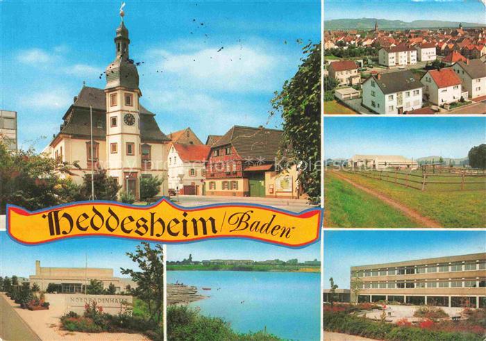 Heddesheim Baden HEIDELBERG BW Rathaus Kirchturm Nordbadenhalle See Schule Stadt