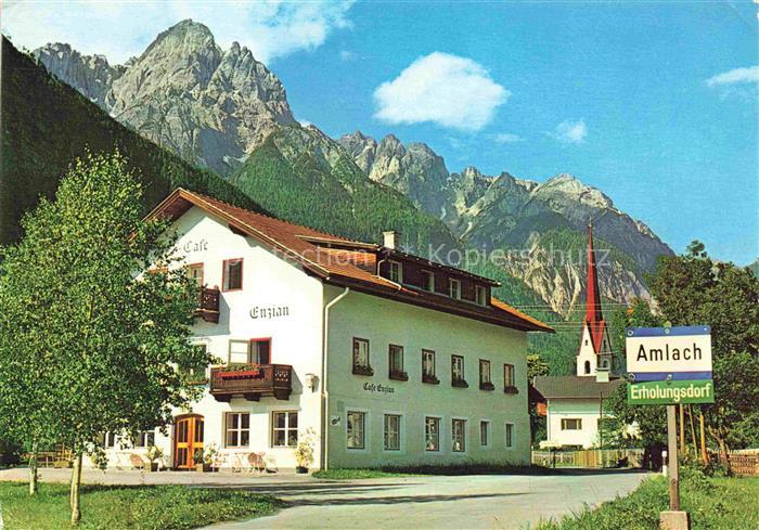 Amlach Lienz Tirol AT Café-Enzian Café Hotel Bergdorf Alpen Kirchturm Erholungsd