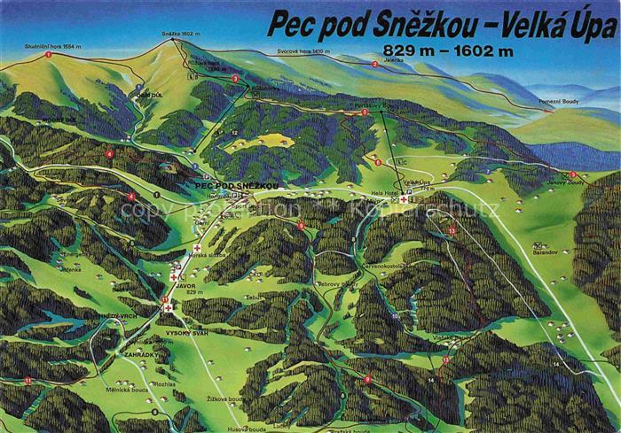 Pec pod Snezkou Petzer Koeniggraetz CZ Panoramakarte Skigebiet Krkonose Riesenge