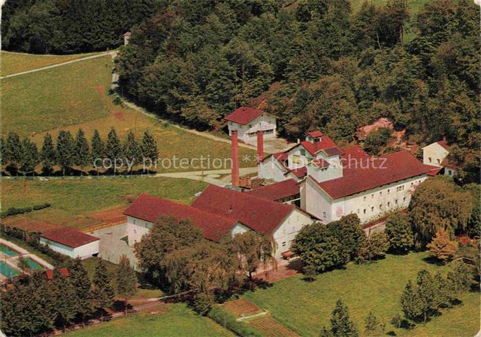 Reit Winkl Braeui-im-Moos Brauerei Luftaufnahme Schornsteine Wald Wiesen Tennisa