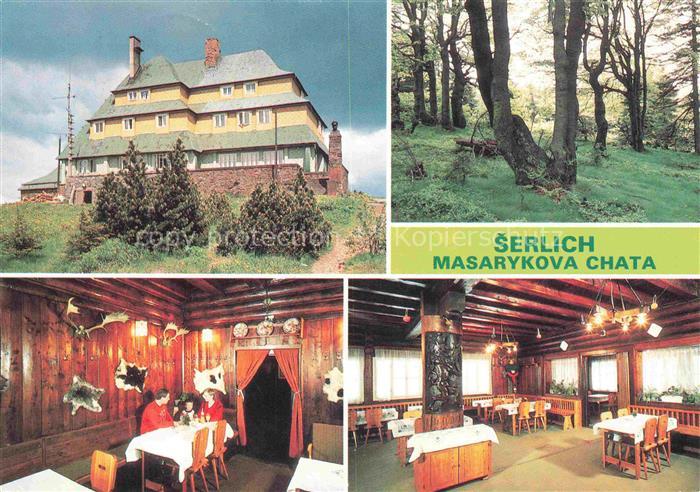 Serlich Czechia Masarykova-Chata Berghotel Wald Gaststube Restaurant Mehrbildkar