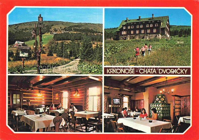 Chata Dvoracky 1140m Krkonose CZ Krkonoše Riesengebirge Bergchalet Wegweiser Gas