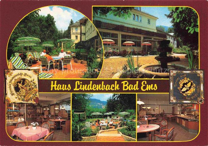 BAD EMS Rheinland-Pfalz Haus-Lindenbach Ferienhotel Terrasse Sonnenschirme Liege