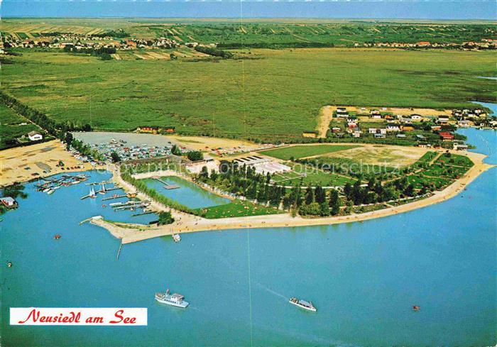 Neusiedl See Fliegeraufnahme Neusiedler-See Bootshafen Seestrandbad Steg Segelbo