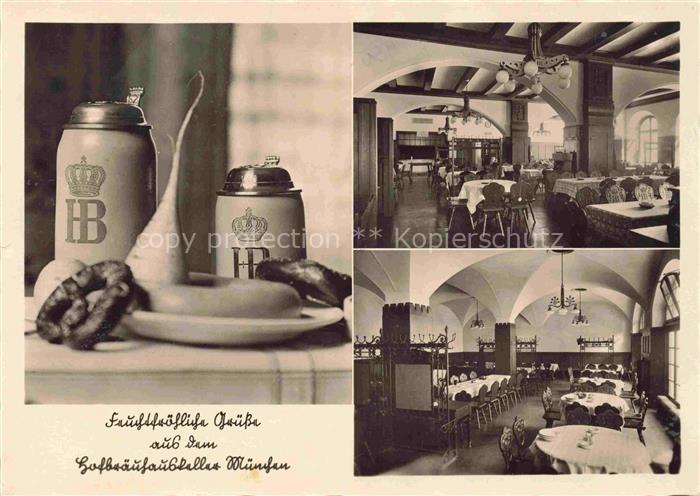 MueNCHEN  Bayern Hofbraeukeller Hofbraeuhaus Bierkruege Brezel Gewoelbekeller Ga