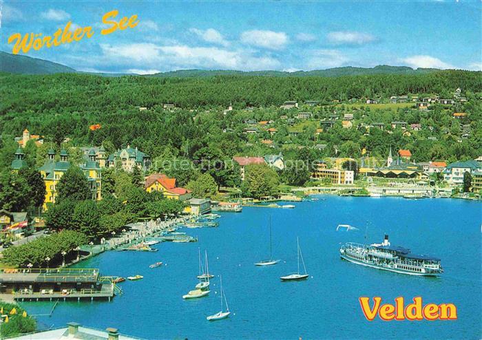 Velden  Woerthersee AT Woerthersee See Segelboote Dampfer Uferpromenade Hotels V