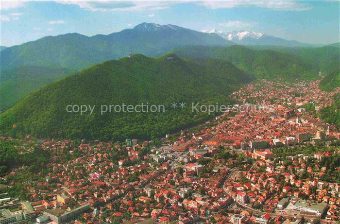 Brasov Brasso Kronstadt RO Stadtpanorama Berge Fliegeraufnahme Altstadt Seilbahn