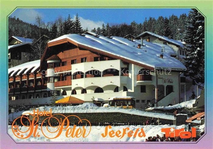SEEFELD Tirol AT Hotel-St-Peter Winterlandschaft Schnee Balkon Tannen Berghotel