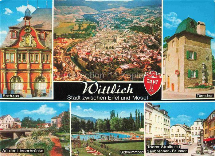 Wittlich Bernkastel-Wittlich Rathaus Fliegeraufnahme Schwimmbad Lieserbruecke Tr