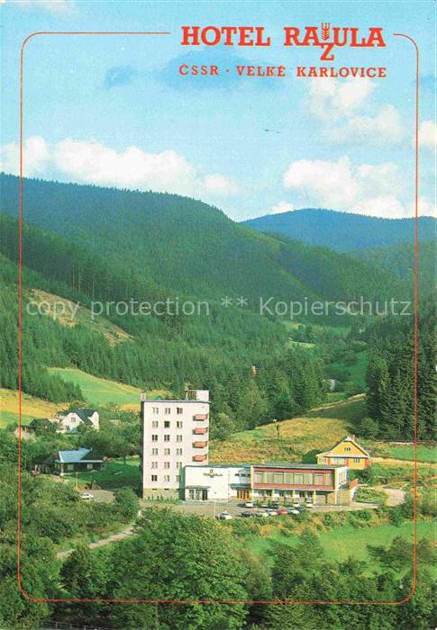 Velke Karlovice Gross Karlowitz CZ Hotel-Razula Bergtal Wald Tannenwald Berghang