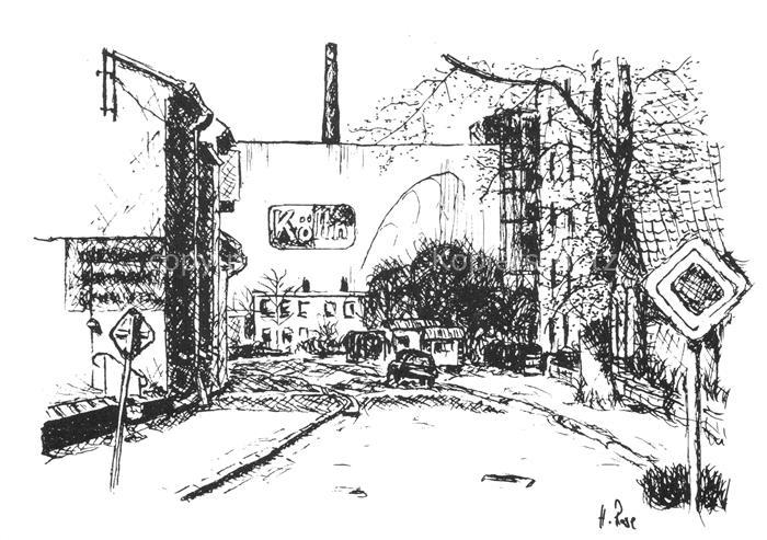 ELMSHORN Pinneberg Schleswig-Holstein Ollnsstrasse Federzeichnung Fabrik Schorns