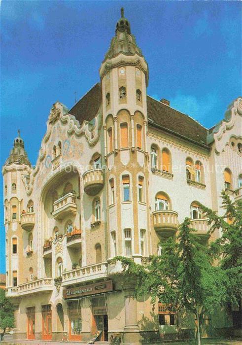 SZEGED HU Gróf-ház Jugendstil Erkerturm Fassade Balkons Ornamente Eckgebaeude Ba
