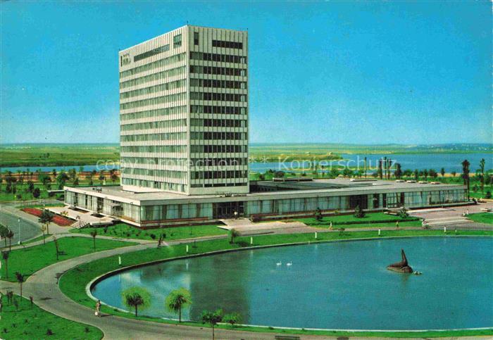 Mamaia Constanta Konstanza RO Hotel-Perla Hochhaus Ziersee Springbrunnen Schwaen