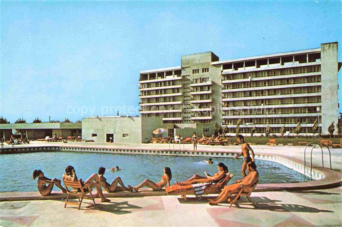 Eforie-Sud Romania Hotel-Flamingo Schwimmbad Touristen Liegestuehle Sonnenbaden