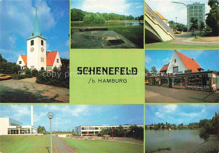 Schenefeld HAMBURG Pinneberg Schleswig-Holstein Kirche Teich Hochhaus Einkaufsze