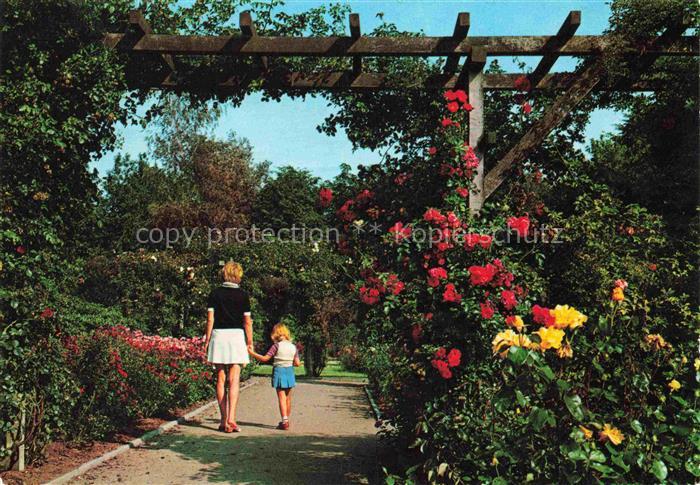 Pinneberg Schleswig-Holstein Rosengarten Pergola Rosen Frau Kind Spaziergang Bae