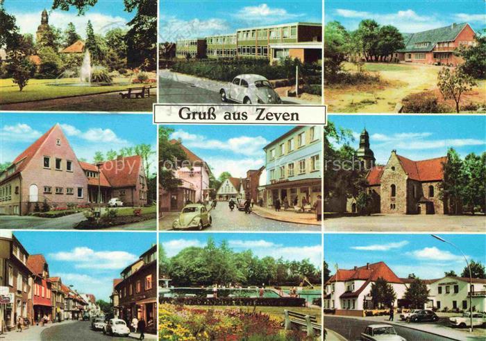 Zeven Rotenburg Niedersachsen Park Brunnen Kirche Schule Ortszentrum Strassensze