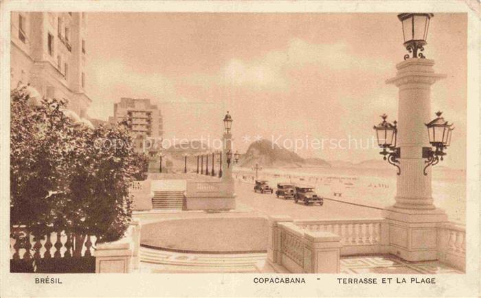 Copacabana Rio de Janeirio Brazil Terrasse Strand Promenade Autos Laternen Meer