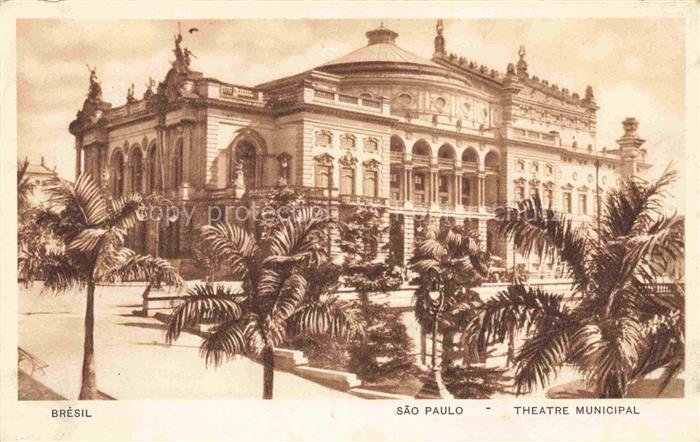 SAO PAULO Brazil Theatre-Municipal Oper Palmen Neobarock Prachtbau Park Gebaeude