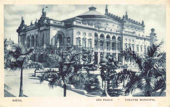 SAO PAULO Brazil Theatre-Municipal Oper Palmen Neobarock Prachtbau Park Gebaeude