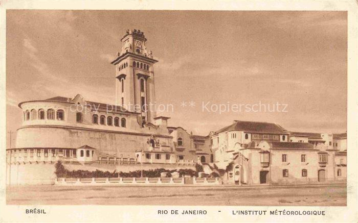 RIO DE JANEIRO Brazil Institut-Météorologique Turm Gebaeude Wetterstation Uhrtur