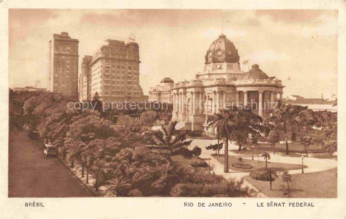 RIO DE JANEIRO Brazil Sénat-Federal Kuppelbau Hochhaus Palmen Park Neoklassik Al