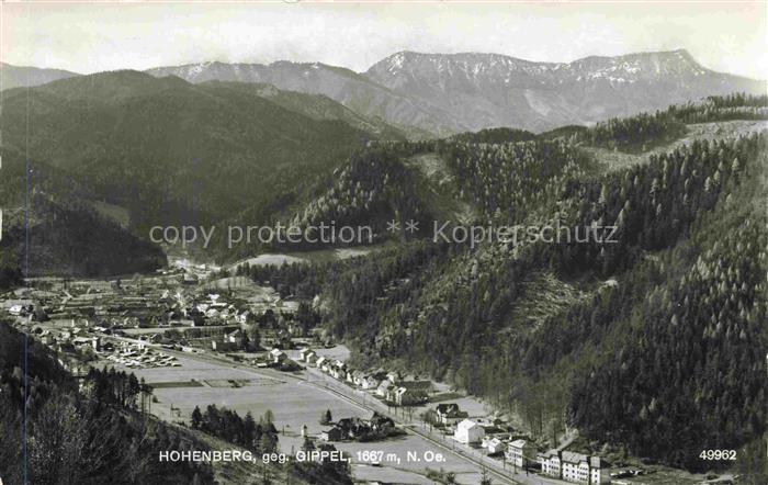 Hohenberg Niederoesterreich AT Gippel Bergpanorama Tal Ortschaft Felder Wald Sch