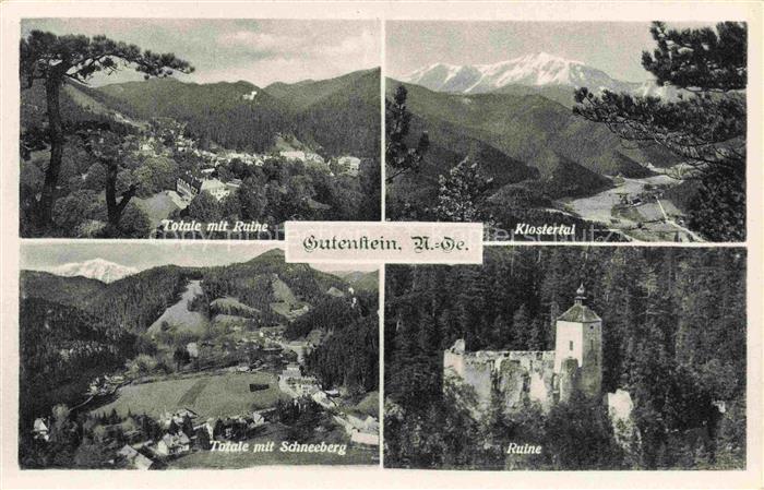 Gutenstein Niederoesterreich AT Ruine Klostertal Schneeberg Talblick Wald Mehrbi