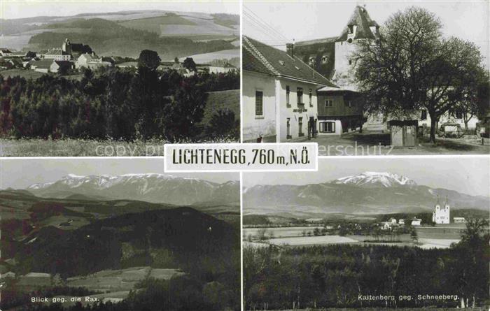 Lichtenegg Niederoesterreich AT Dorfpanorama Gasthaus Rax Schneeberg Bergblick M