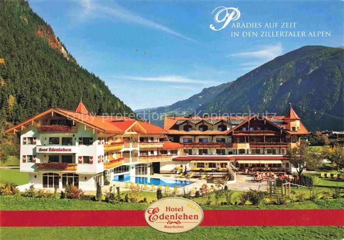 Mayrhofen Zillertal Tirol AT Hotel-Edenlehen Bergpanorama Pool Wiese Nadelwald B