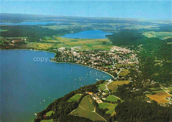 Herrsching Ammersee Ammersee Pilsensee Woerthsee Segelboote Ufer Stadtansicht Fe