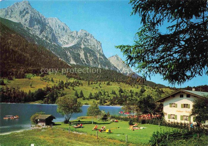 Ferchensee 1060m MITTENWALD Bayern Gasthaus-Ferchensee See Berge Karwendel Wiese