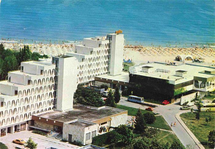 Albena BG Hotel-Terwel Strand Sonnenschirme Schwarzes-Meer Sozialistischer-Bau B