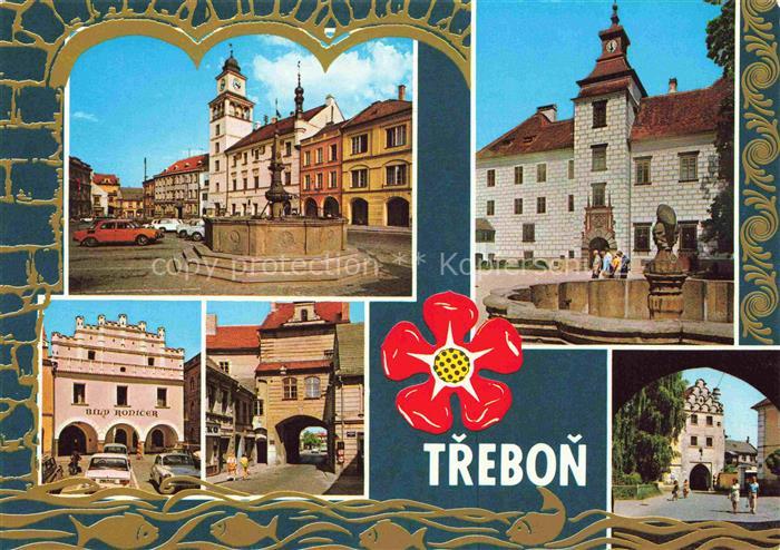 Wittingau Trebon CZ Marktplatz Brunnen Uhrturm Renaissance-Schloss Stadttor Alts