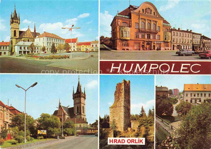 Humpolec Humpoletz CZ Marktplatz Kirchturm Theater Strasse Hrad-Orlik Burgturm K