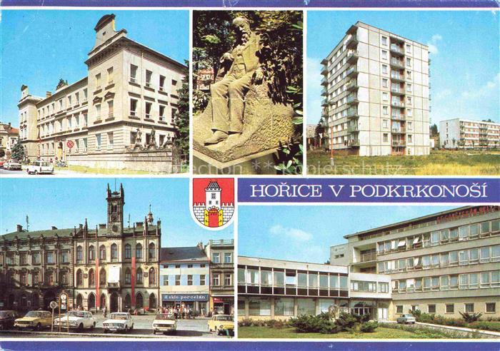 Horice v Podkrkonosi Horschitz CZ Podkrkonoší Marktplatz Skulptur Plattenbau Soc
