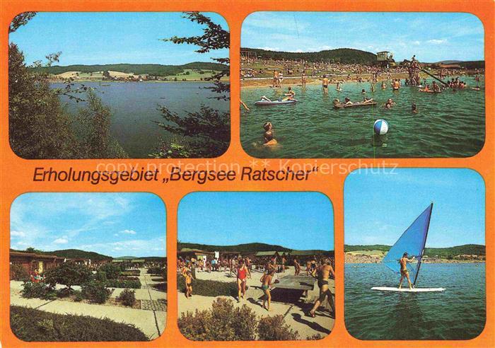 Bergsee Ratscher Schleusingen Thueringen Badesee Strand Badegaeste Windsurfen Bu