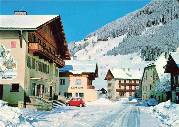 St Jakob Defereggen Tirol AT Heilklimaort Winteransicht Dorfstrasse Cafe-Tirol G