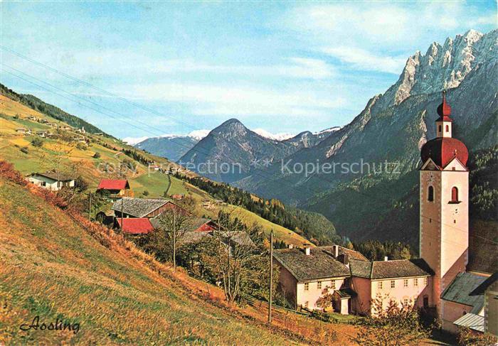 Assling Tirol AT Feriendorf Kirchturm Zwiebelturm Dolomiten Berglandschaft Herbs
