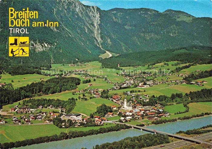 Breitenbach Inn Tirol AT Inntal Inn Bruecke Alpendorf Wiesen Berge Sommererholun