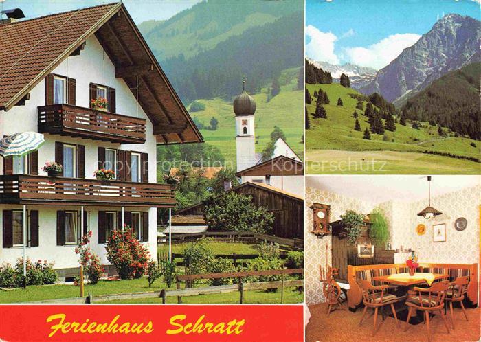 Schoellang Oberallgaeu Oberstdorf Bayern Ferienhaus-Schratt Kirchturm Bergpanora