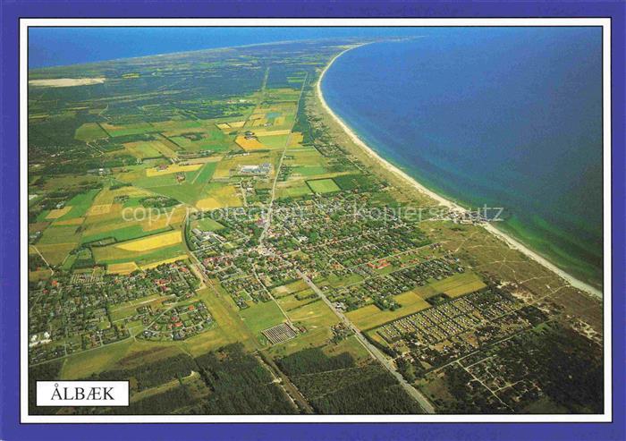 Albaek Vendsyssel Danmark Fliegeraufnahme Strand Kueste Felder Wohngebiet Meer D
